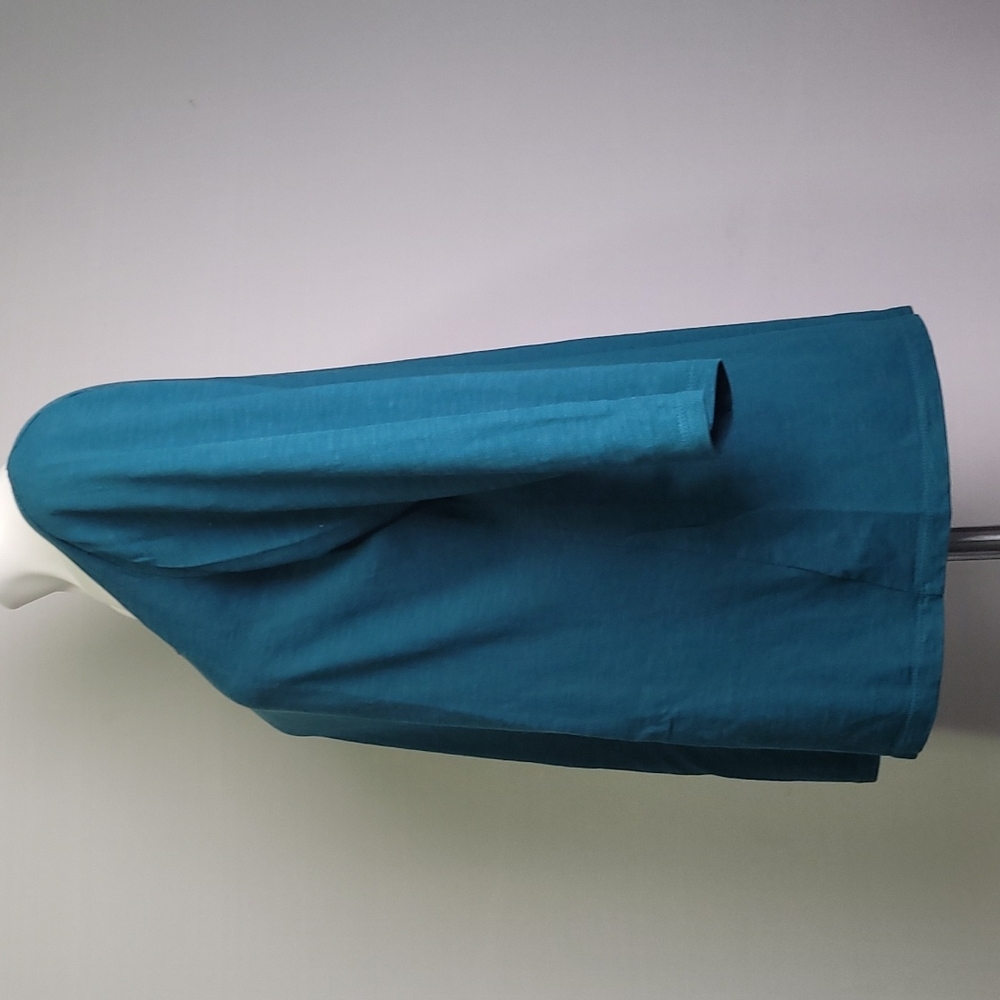 COLD WATER CREEK TEAL BLOUSE 3/4 SLEEVE SEQUIN DETAIL NECK SIZE L - Picture 4 of 12